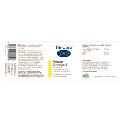 BioCare Vegan Omega 3 60 VegiCapss