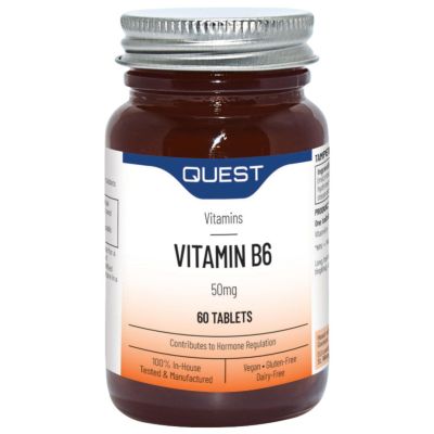 Buy Quest Vitamin B6 50mg 60 Tablets online from Mulberry Bush Wholefoods. UK Supplier of Vitamins Minerals Herbal & Holistic Su