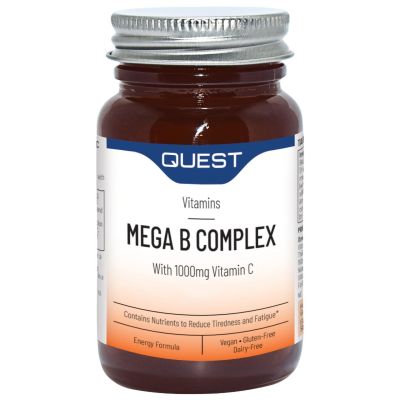 Buy Quest Mega B Complex (+1000mg Vitamin C) 60 Tablets online from Mulberry Bush Wholefoods. UK Supplier of Vitamins Minerals H