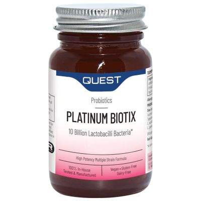 Buy Quest Platinum Biotix 60+30 Capsules online from Mulberry Bush Wholefoods. UK Supplier of Vitamins Minerals Herbal & Holisti