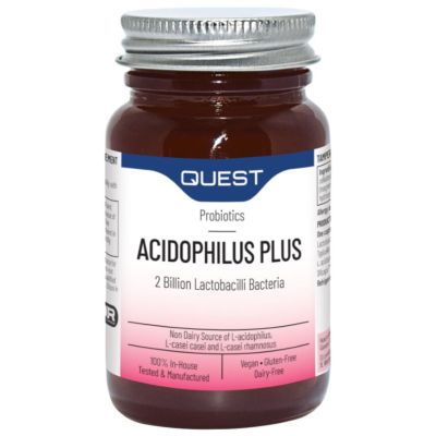 Buy Quest Acidophilus Plus 180 Capsules online from Mulberry Bush Wholefoods. UK Supplier of Vitamins Minerals Herbal & Holistic