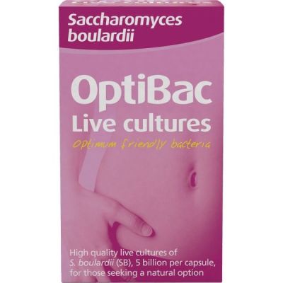 Buy Optibac Probiotics Saccharomyces Boulardii (Bowel Calm) 40 veg capsules from Mulberry Wholefoods online UK Supplier.