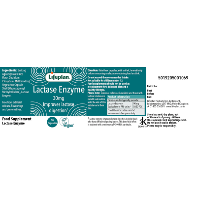 Buy Lifeplan Lactase Enzyme 30 1950 FFC caps Vitamins Minerals & Amino Acids; Digestive Health; Allergies Online − UK Supplier