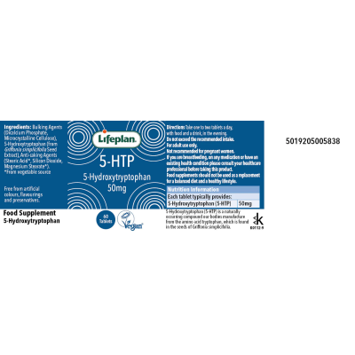Buy Lifeplan 5HTP V 60 50mg Tablets Vitamins Minerals & Amino Acids; Stress Mood & Sleep Online − UK Supplier