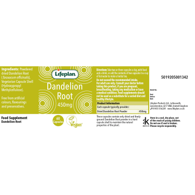Buy Lifeplan Dandelion Root 60 450mg vegicaps Herbal Remedies; Bladder Health; Diet & Detox Online − UK Supplier