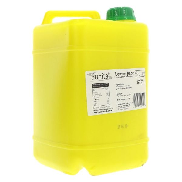 Sunita Organic Lemon Juice - Fresh Pressed - 5 Ltr