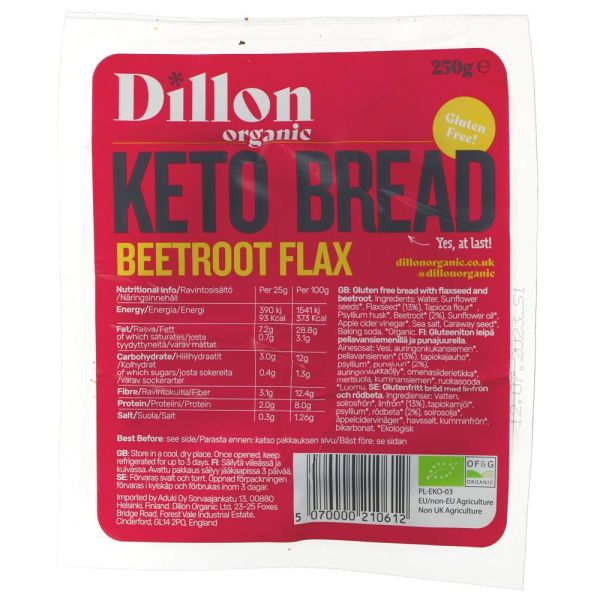 Dillon Keto Beetroot Flax Bread 250g