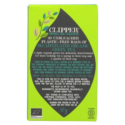 Clipper Organic Decaf Green Tea 40 bags