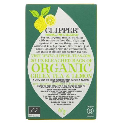 Clipper Organic Green Tea & Lemon 20 Bags