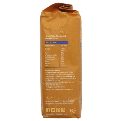 Buy Doves Farm Organic Plain Wholemeal Flour 1kg Flours & Bread Mixes Online − UK Supplier