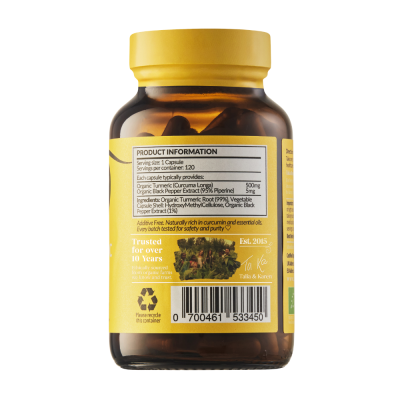 Taka Turmeric Organic Turmeric & Black Pepper Extract 120 capsules