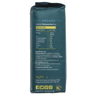 Buy Doves Farm Organic Rye Flour 1kg Flours & Bread Mixes Online − UK Supplier