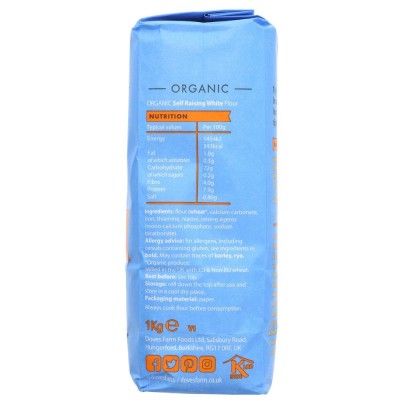 Buy Doves Farm Organic Self Raising White Flour 1kg Flours & Bread Mixes Online − UK Supplier