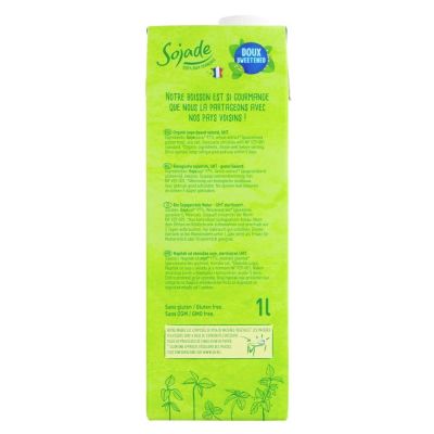 Sojade Organic Soya Milk Sweetened 1ltr