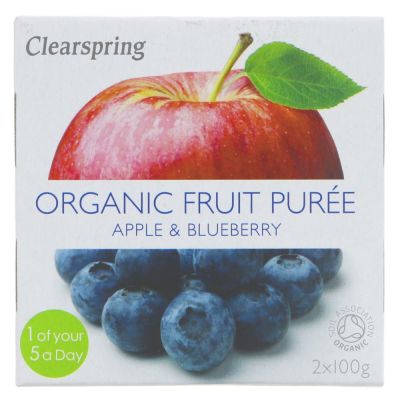 Buy Clearspring Organic Fruit Puree - Apple & Blueberry 2x100g Online − UK Supplier