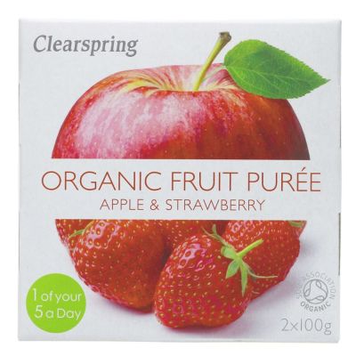 Buy Clearspring Organic Fruit Puree - Apple & Strawberry 2x100g Online − UK Supplier