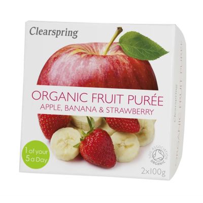 Clearspring Organic Fruit Puree - Apple Banana & Strawberry 2x100gm