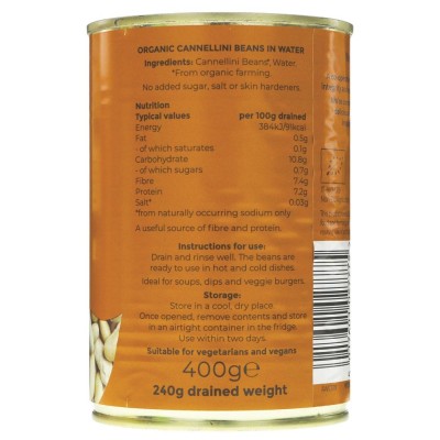 Buy Suma Wholefoods Organic Cannellini Beans 400g Beans & Pulses - Canned Online − UK Supplier