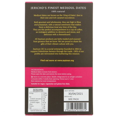 Buy Zaytoun Organic Medjoul Dates - Palestinian 500g Online − UK Supplier