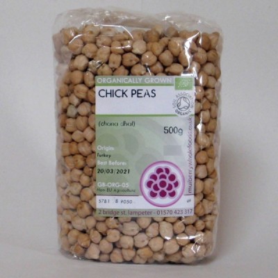 Buy Mulberry Bush Wholefoods Organic Chick Peas 500g Dried Beans & Pulses Online − UK Supplier