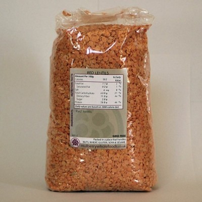 Buy Mulberry Bush Wholefoods Organic Red Lentils 1kg Dried Beans & Pulses Online − UK Supplier