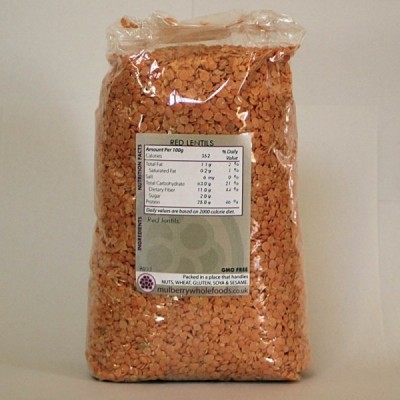 Buy Mulberry Bush Wholefoods Red Lentils 1kg Dried Beans & Pulses Online − UK Supplier