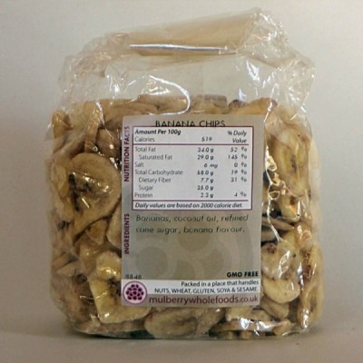 Buy Mulberry Bush Wholefoods Banana Chips 250g Dried Fruit Online − UK Supplier