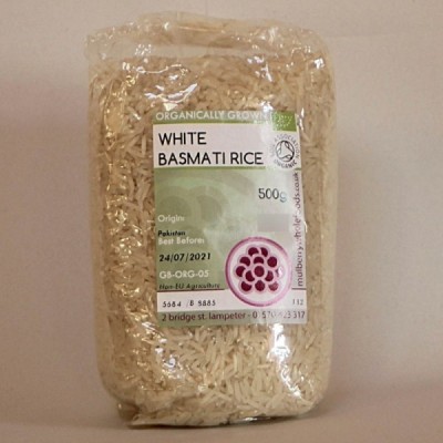 Buy Mulberry Bush Wholefoods Organic White Basmati Rice 500g Dried Grains Online − UK Supplier