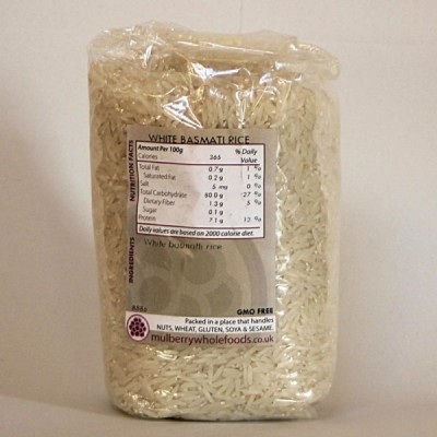 Buy Mulberry Bush Wholefoods Organic White Basmati Rice 500g Dried Grains Online − UK Supplier
